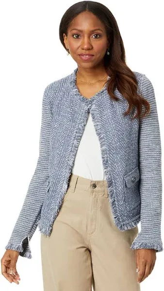 NIC+ZOE Women's Fringe Mix Knit Pocket Jacket