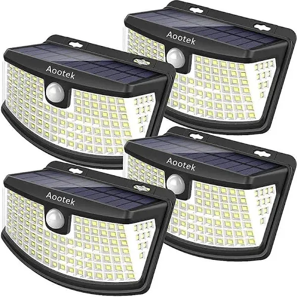 Aootek Lot de 4 lampes solaires d'extérieur à détecteur de mouvement 120 LED avec réflecteur de lumière