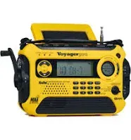 Kaito Voyager Pro KA600 Digital Solar Dynamo Crank Wind Up AM/FM/LW/SW & NOAA Weather Emergency Radio with Alert, RDS & Smart Phone Charger, Yellow