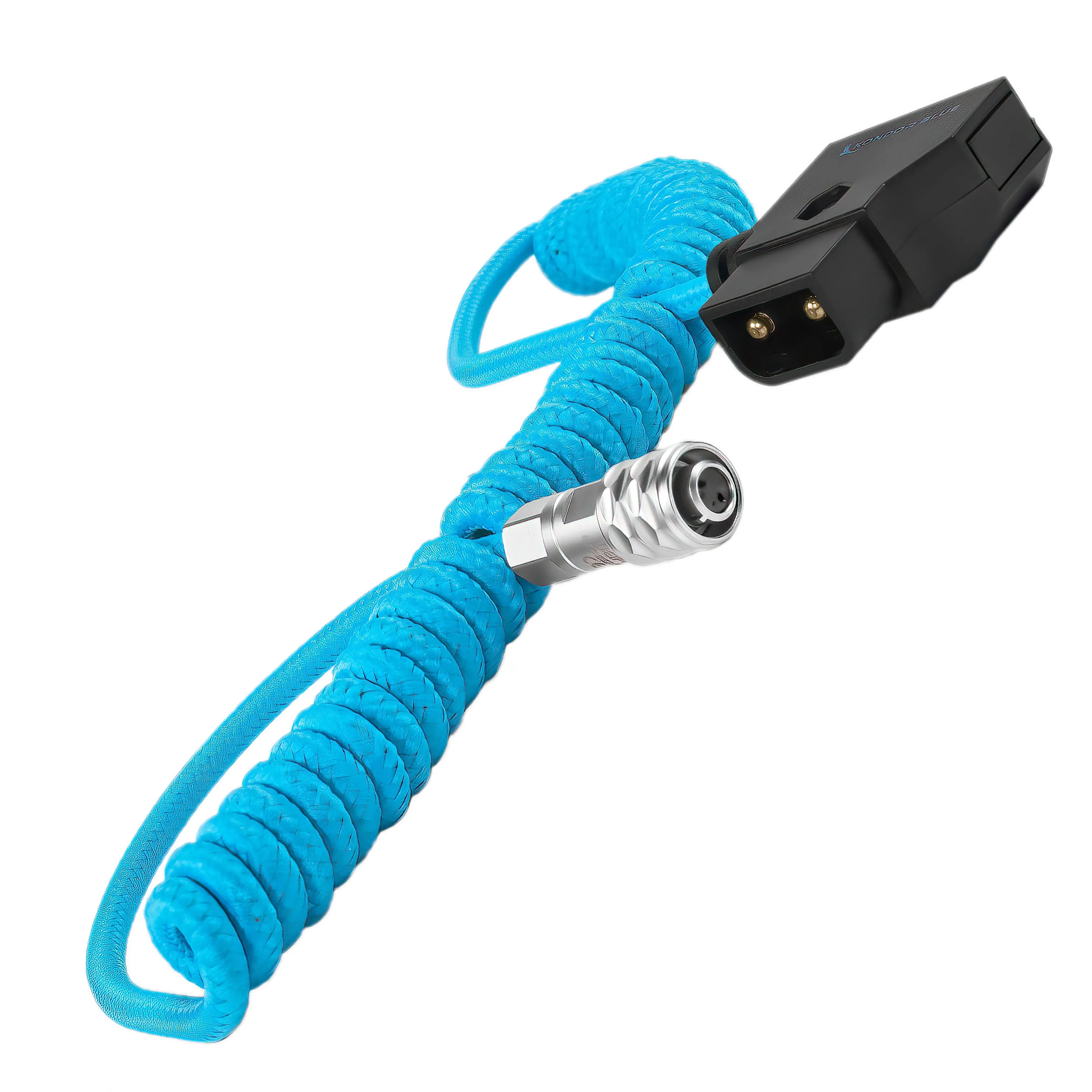 Kondor Blue WeipuBM4kCoil-<wbr/>FBM Coiled D-Tap to BMPCC 6K/4K Power Cable, Blue