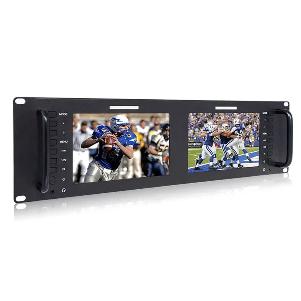 Feelworld D71 Dual 7 inch 3RU Broadcast SDI Rack Mount Monitor IPS 3G SDI HDMI AV ...