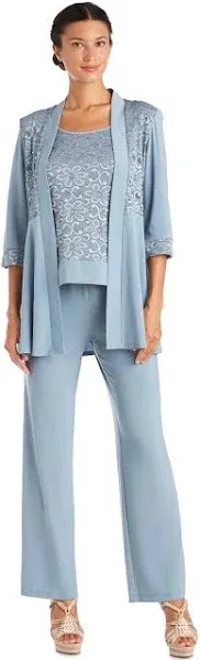 R&M Richards Women's 2 Piece Floral Lace Pantsuit