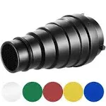 Neewer Medium Aluminum Alloy Conical Snoot Kit with Honeycomb Grid and 5pcs Color Gel Filters for Studio Strobe Monolight Photography Flash to Bowens Mount (22cm)