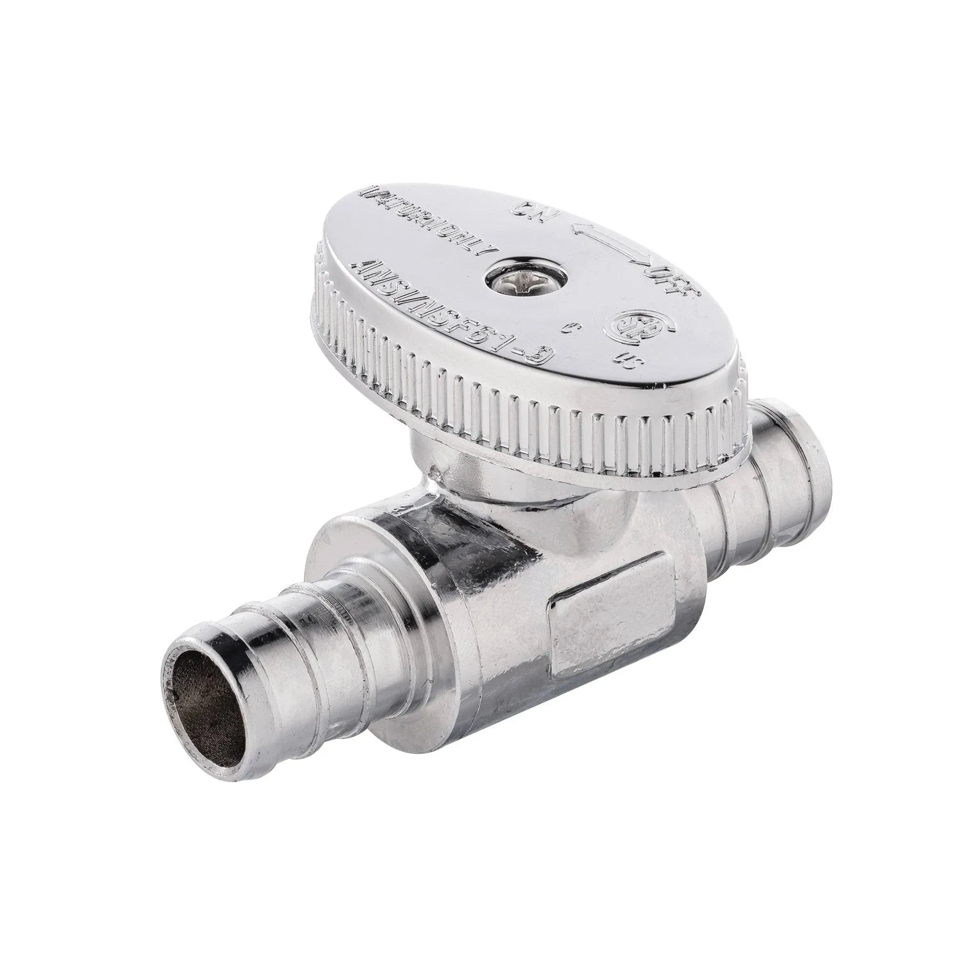 EFIELD 1/4 Turn Straight Stop Valve Barb Crimp 1/2" PEX x 1/2" PEX Chrome Plated Brass VALVE105