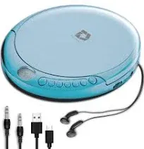 CD Player Portable with 60 Second Anti Skip, Stereo Earbuds, Includes Aux in ...