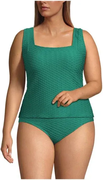 Lands' End Women's Plus Size Square Neck Tankini Swimsuit Top