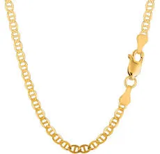 14K Solid Yellow Gold Diamond Cut Mariner Chain Necklace