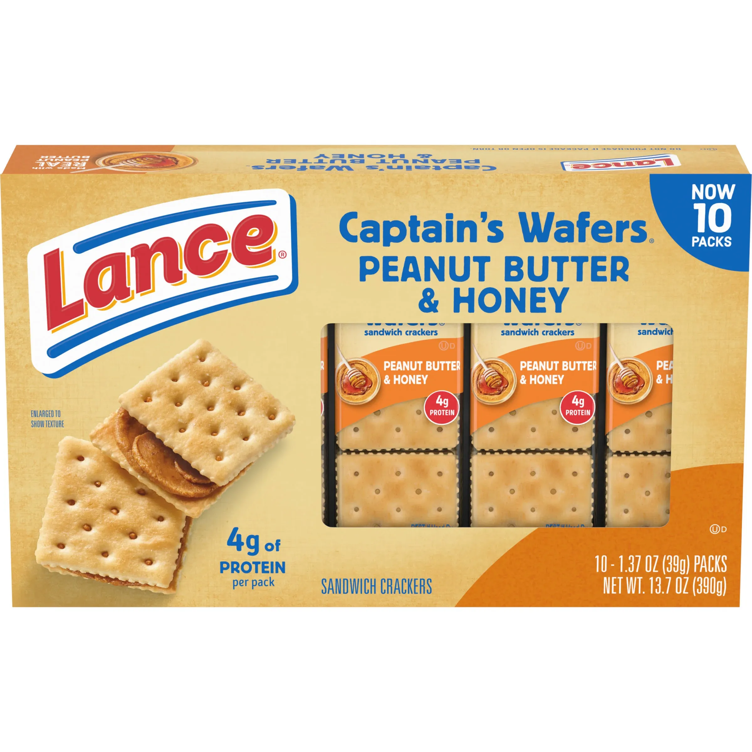 Lance Captain's Wafers Peanut Butter and Honey Sandwich Crackers 10 PK