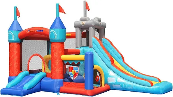 Bounceland Medieval Bounce Castle Bounce House with Slide & Ball Pit [Blower NOT Included], Basketball Hoop and Ball Toss Game Included, Long Fun Slide, Obstacle Courts, Castle Theme