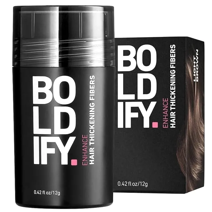 BOLDIFY Hair Fibers (12g) - Fill In Thinning and Fine Hair for an Instantly Fuller, Thicker Look - 14 Shades for Women & Men - Light Brown