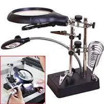 LED Light Helping Hands Magnifier Station,2.5X 7.5X 10X Magnifying Glass Solderi