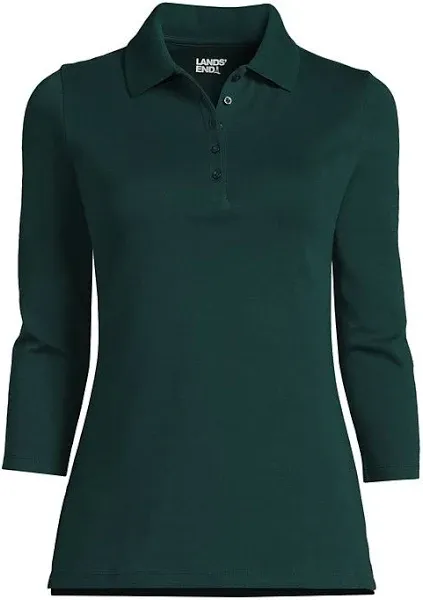 Lands' End Women's 3/4 Sleeve Interlock Polo