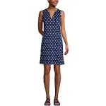 Lands' End Women's Cotton Jersey Sleeveless Swim Cover-up Dress Print