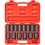 Tekton 1/2 inch Drive Deep 6-Point Impact Socket Set, 14-Piece (25-38 mm) | SID92333