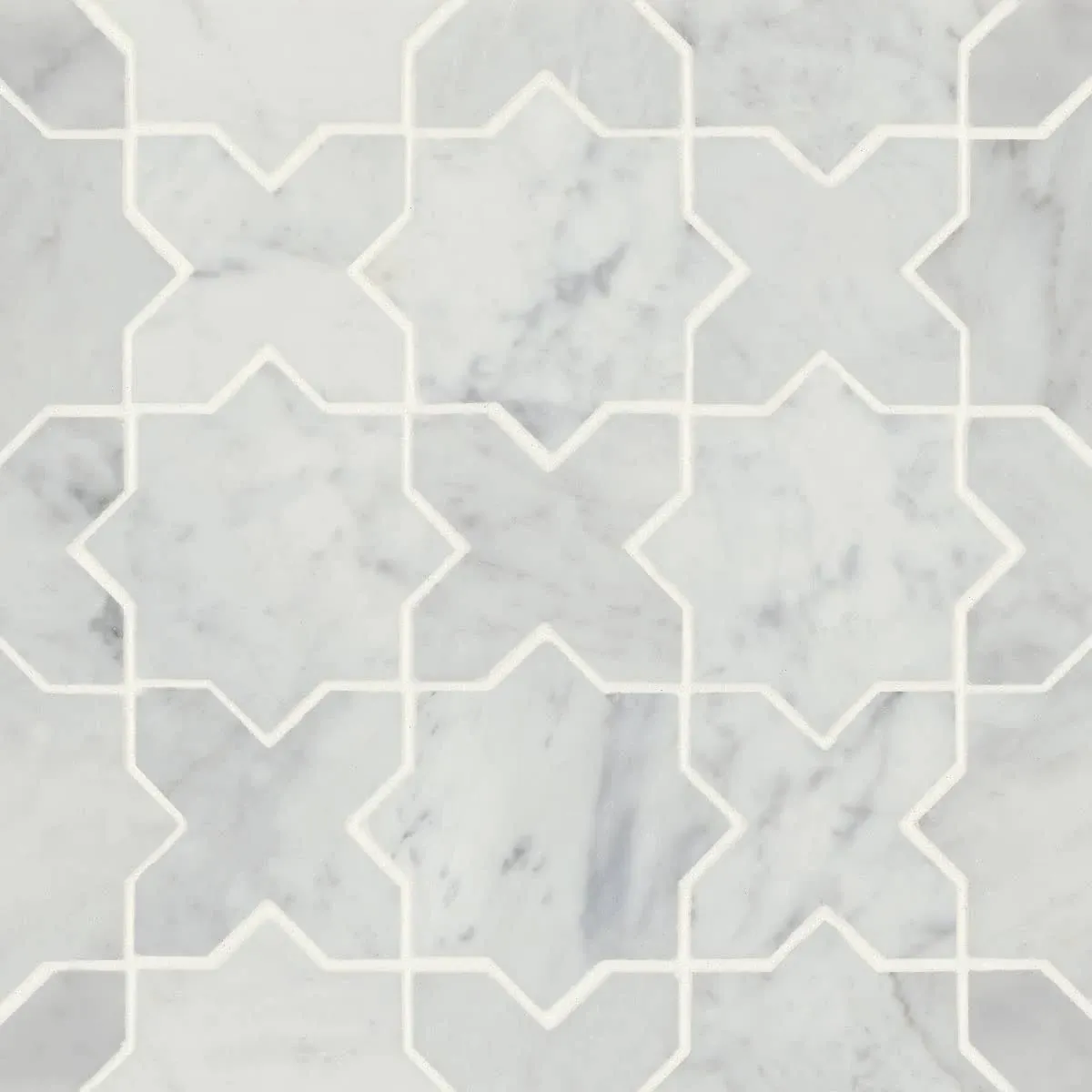 Monet Honed Marble Mosaic 6 Tile in White Carrara by Bedrosian Tile & Stone