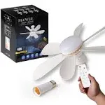 Socket Fan Ceiling Fan with Light and Remote,20.5" E26 Noiseless Ceiling Fans Dimmable LED Lights with 1 PC Socket Extender,Small Light Bulb/Ceiling