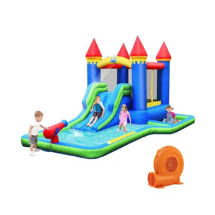 Inflatable Bounce House Outdoor Garden Splash Water Slide Climbing w/550W Blower