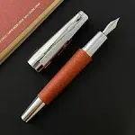 Faber-Castell E-motion 148202 Fountain Pen Wood/Chrome Nib EF Includes Gift Packaging Barrel Colour Brown/Silver