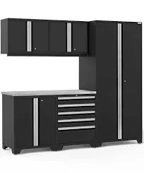 NewAge Pro Series 6 Piece Cabinet Set with Tool Drawer, Base, Wall Cabinet and Locker