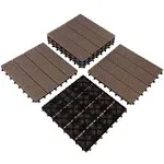 Patio Floor Tiles - Set of 6 Wood/Plastic Composite Interlocking Deck 