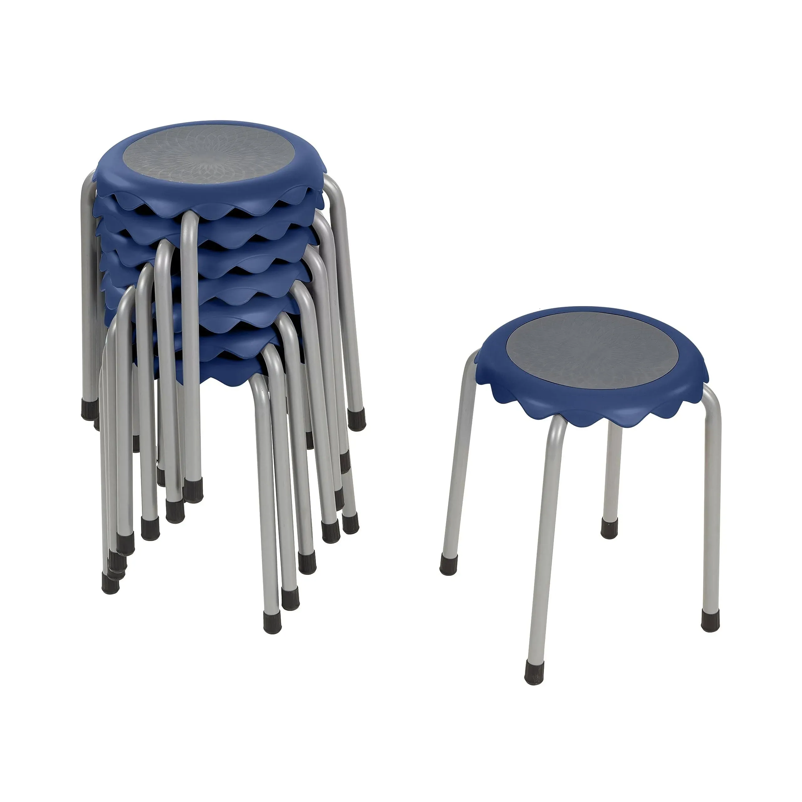 Ecr4kids Daisy Stackable Stool Set, Navy, 8-Piece