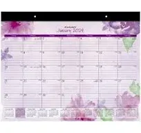 AT-A-GLANCE® Beautiful Day Desk Pad Calendar, Floral Artwork, 21.75 x 17, Assorted Color Sheets, Black Binding, 12-Month (Jan-Dec): 2025 (AAGSK38704) Each