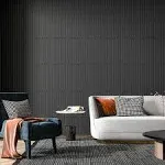 Art3D Slat Wall Panel, 3D Fluted Textured Panel 12-Tile 19.7 X 19.7In. - Black