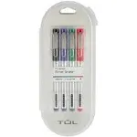 TUL Fine Liner Porous-Point Pens, Ultra-Fine, 0.4 mm, Silver Barrel, Assorted Ink Colors, Pack of 4 Pens