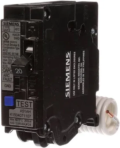 Siemens QA120AFCP 20A 1-Pole Combination AFCI Circuit Breaker