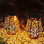 2 Pack Outdoor Solar Hanging Lantern Lights