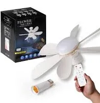 Socket Fan Ceiling Fan with Light and Remote