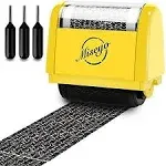 Miseyo Wide Identity Theft Protection Roller Stamp Set - Stamp+3 Refills Yellow