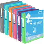 3 Ring Binders, Durable 1” round Ring, Holds 8.5 * 11Inch Papers, with 2 Pockets