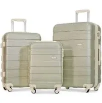 and Lightweight Durable 3-Piece Expandable ABS Hardshell Spinner Luggage Set with TSA Lock