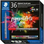 STAEDTLER 371 C36 Pigment Arts Brush Pen - Assorted Basic Colours (Pack of 36) B