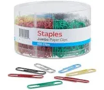 Staples Jumbo Vinyl-Coated Paper Clips