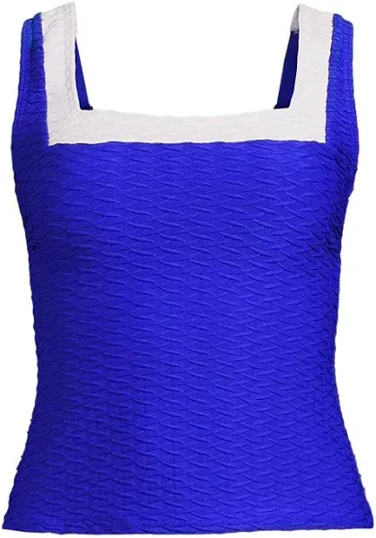 Lands' End Women's Texture Square Neck Tankini Swimsuit Top