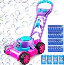  Bubble Lawn Mower Toddler Toys - Kids Toys Bubble Machine Summer Outdoor Pink