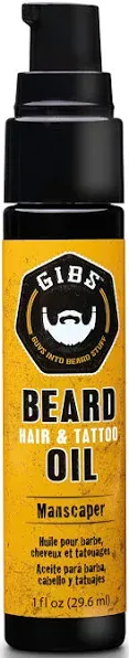 Gibs Grooming Man Scaper Beard, Hair & Tattoo Oil, 4 fl oz