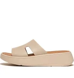 FitFlop Women's F-Mode Raw-Edge Leather Flatform H-bar Slides Wedge Sandal