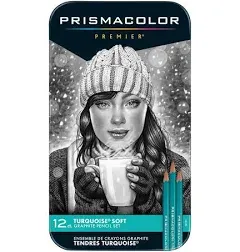 Prismacolor Turquoise Drawing Sketching Pencil Set - Soft Graphite - 12 Set