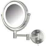 Jerdon HL88NL 8.5" LED Lighted Wall Mount Mirror with 8x Magnification, Nickel