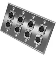 SA-PLATE1 Stainless Steel Wall Plate with 4 Gang with 8 XLR Female Connectors