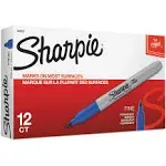 Sharpie Permanent Markers, Fine Point, Blue, 12 Count