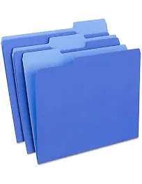 Staples File Folders 1/3-Cut Tab Letter Size Blue 100/Box