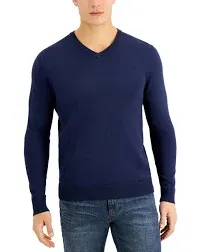 Alfani Men's Solid V-Neck Cotton Sweater