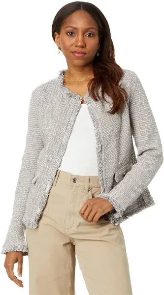 NIC+ZOE Women's Fringe Mix Knit Pocket Jacket