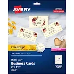 Avery Clean Edge Business Cards, Ivory, True Print Two-Sided Printing, 2" x 3-1/2", 200 Cards (5876)