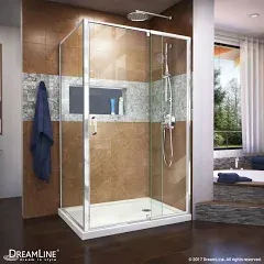 DreamLine Flex D x H Semi-Frameless Pivot Shower Enclosure in Chrome Drain Base