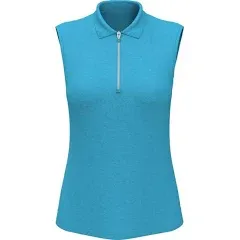 Womens 1/4 Zip Sleeveless Heather Polo